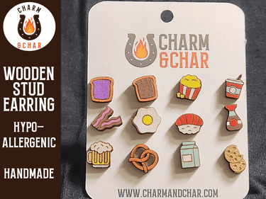 Perfect Pair Food Wood Stud Earrings - Perfect Match Fashion Earring Set